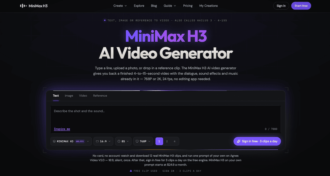 MiniMax H3 AI Video Generator screenshot 1