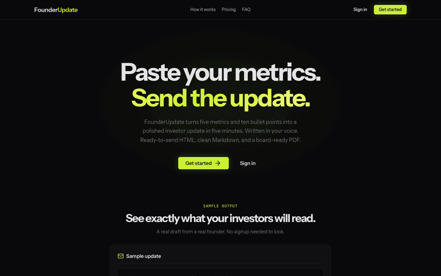 FounderUpdate screenshot 1
