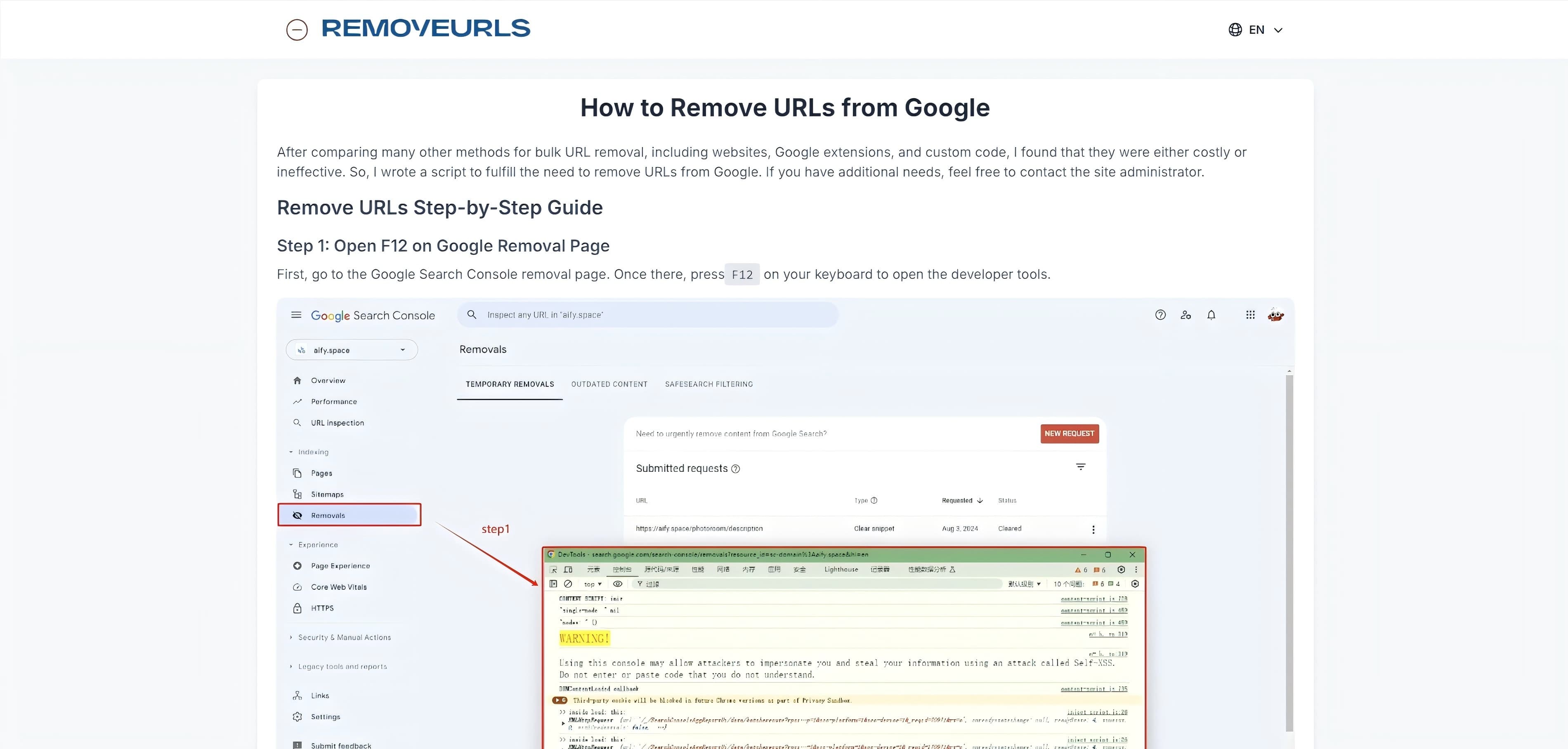 Remove URLs screenshot 1