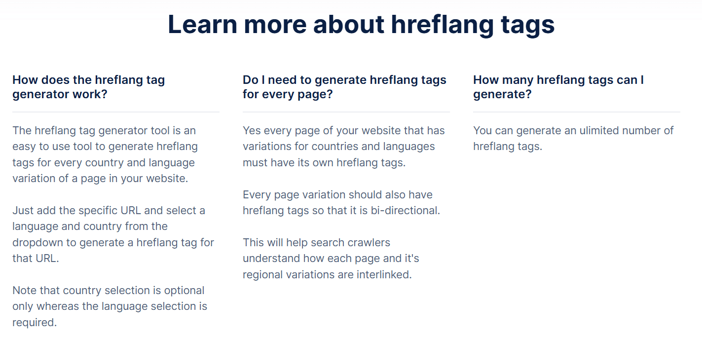 Hreflang Tag Generator screenshot 1