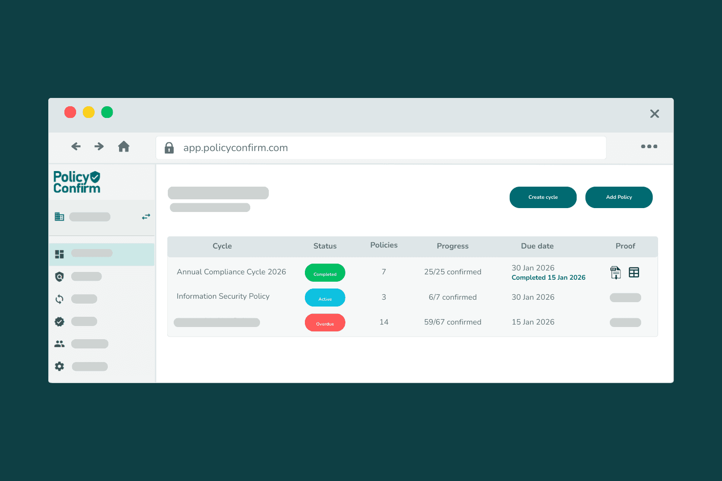 Policy Confirm screenshot 1