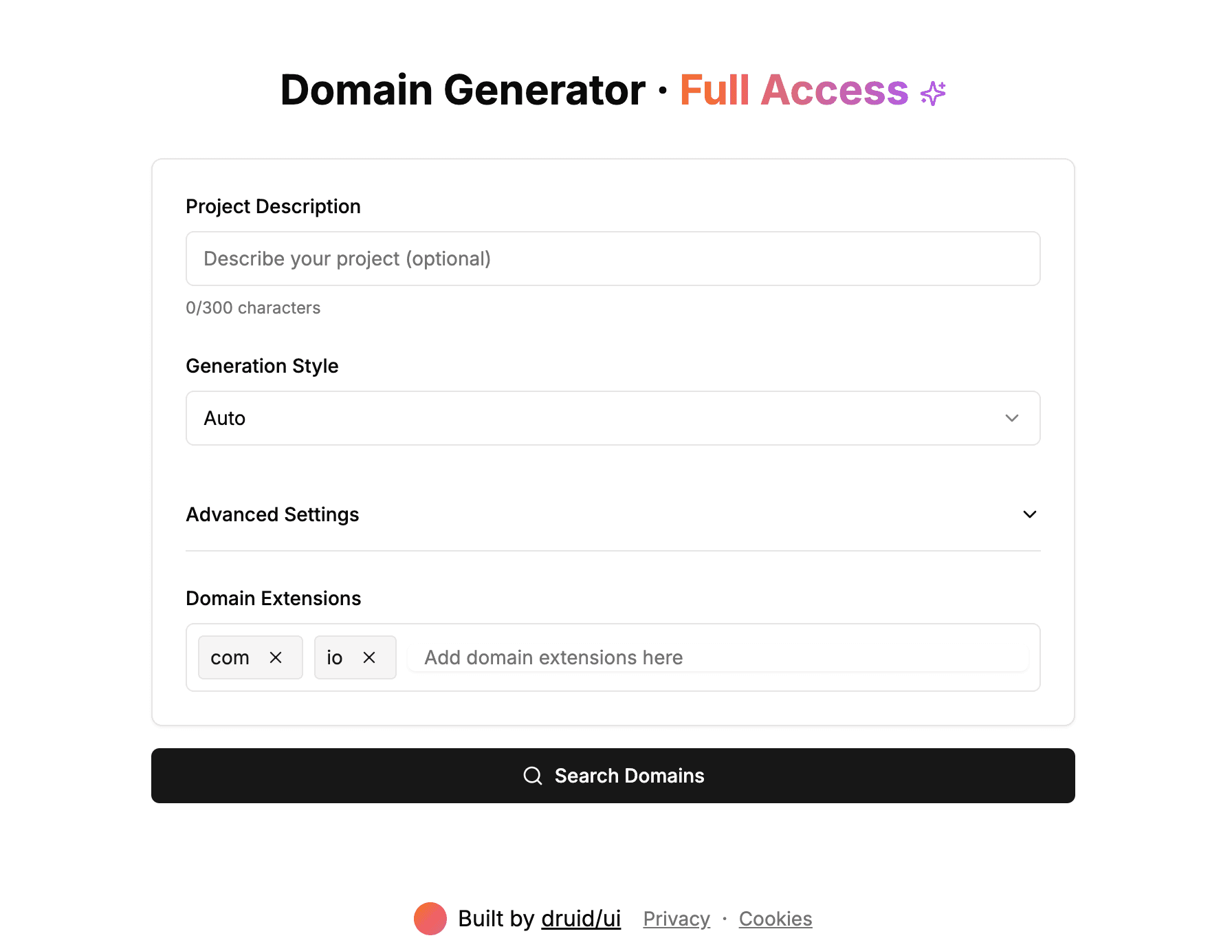 Druid/ui screenshot 1