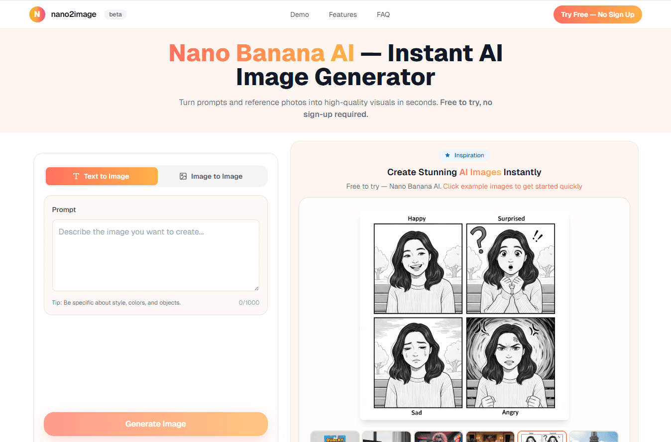 Nano2Image — Free AI Image Generator screenshot 1
