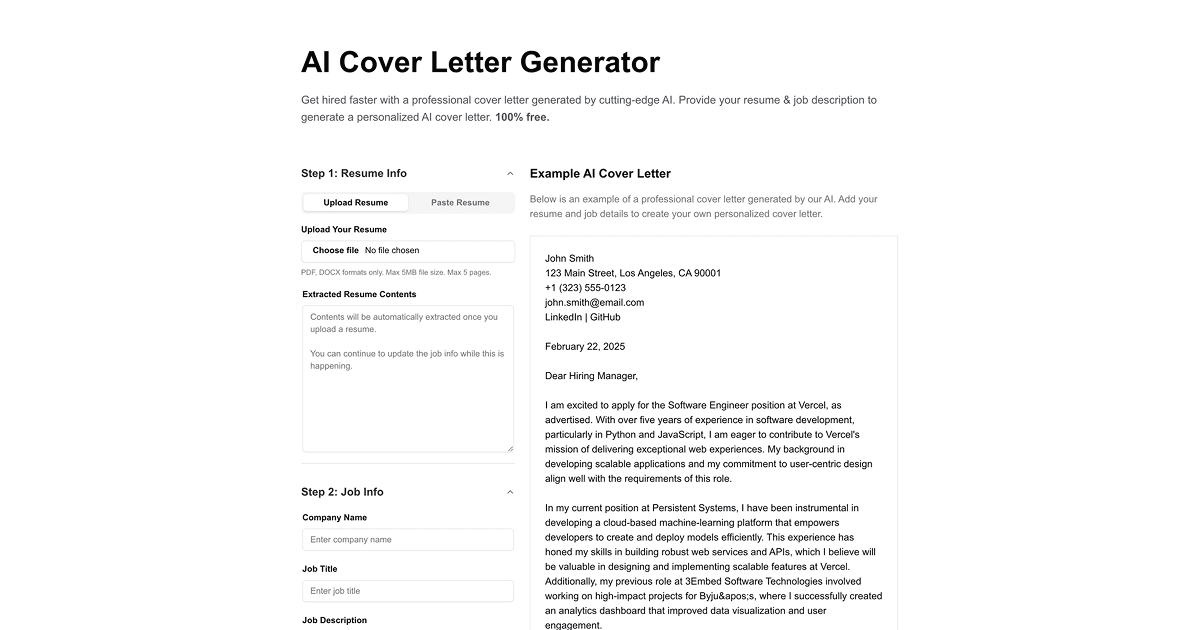 AI Cover Letter Generator screenshot 1