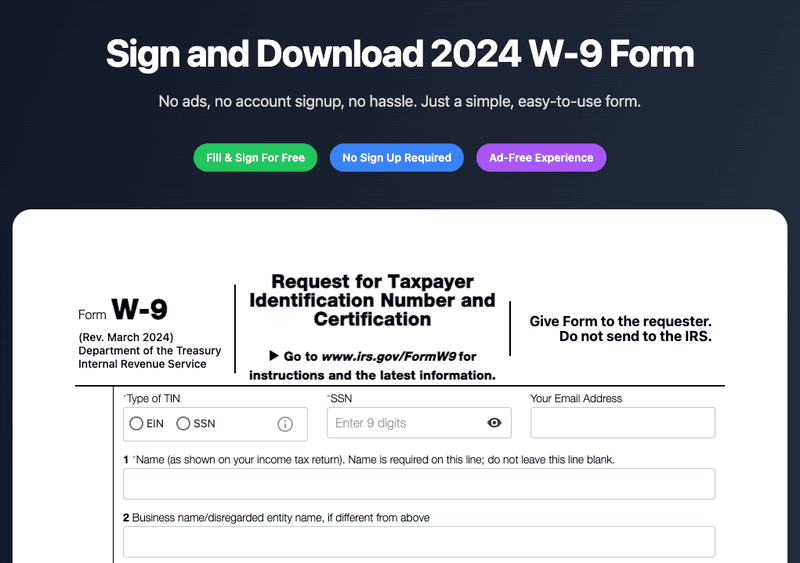  W9 Form Sign Online screenshot 1