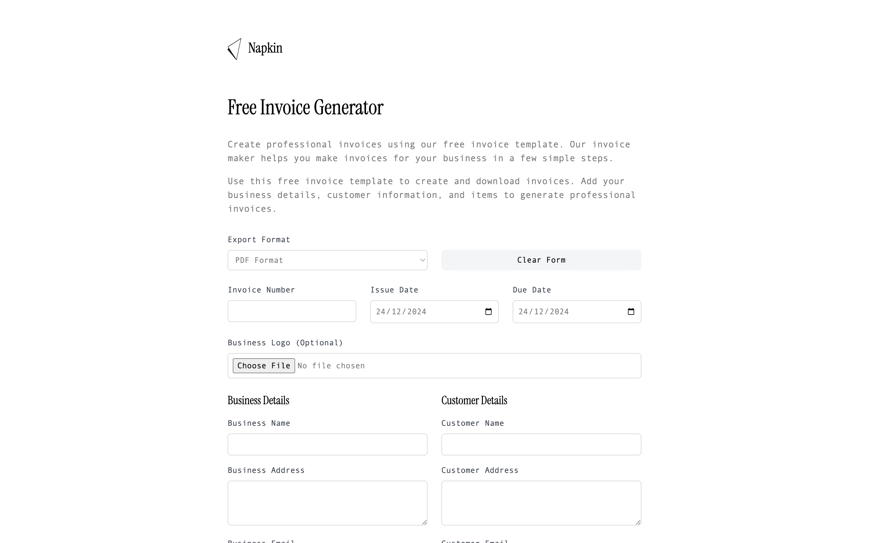 Free invoice generator screenshot 1